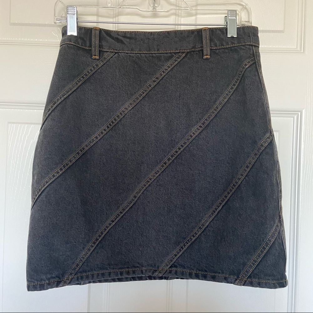 Washed Black Denim Miniskirt
